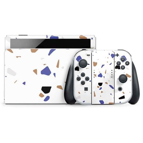 White Terrazzo Nintendo Switch OLED (2021) Skin